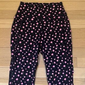 LoveShackFancy Floral Black and Pink Leggings size small